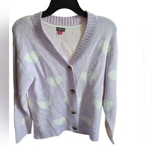 Girls Vince Camuto Lavender Heart Cardigan